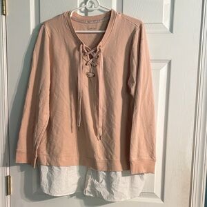 Calvin Klein Women's Blush Sweater with White Hem